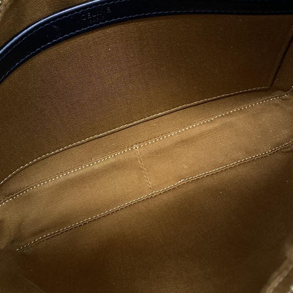 CELINE Triomphe Canvas Shoulder Bag Logo Black Brown Leather - Picture 7 of 7